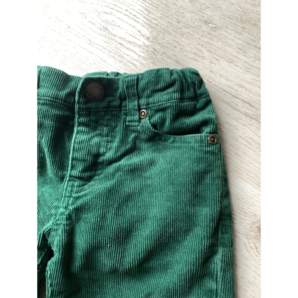 Janie and Jack Kids Green Corduroy Pants Adjustable Waist Size 3 Preppy Classic